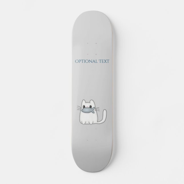 Cute Cat med prisvärd fisk Mini Skateboard Bräda 18,5 Cm (Framsida)