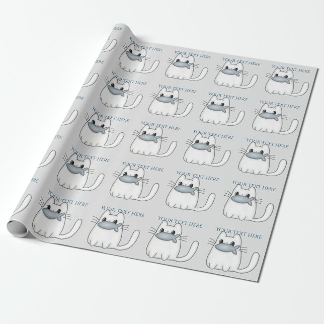 Cute Cat med prisvärd fisk Presentpapper (Utrullad)