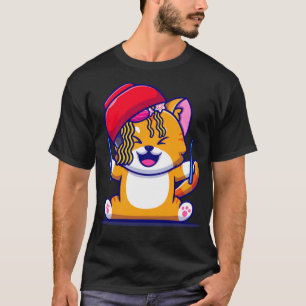 Cute Cat med Ramen Noodle Bowl och Chopstick Cart T Shirt