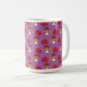 Cute Cat med röda hjärtballonger Kaffemugg