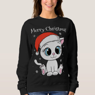 Cute Cat med Santa Hat God jul julafton T Shirt