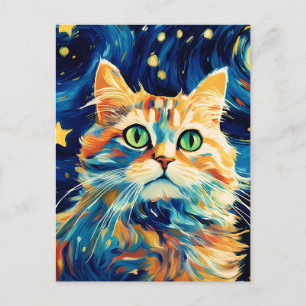 Cute cat med stjärnor vykort