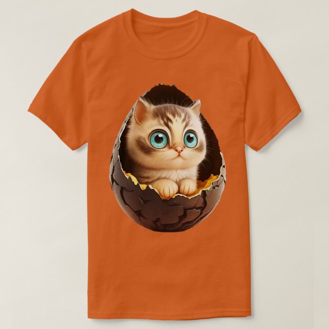Cute Cat med stort ögon i ägg 2 T Shirt (Design framsida)