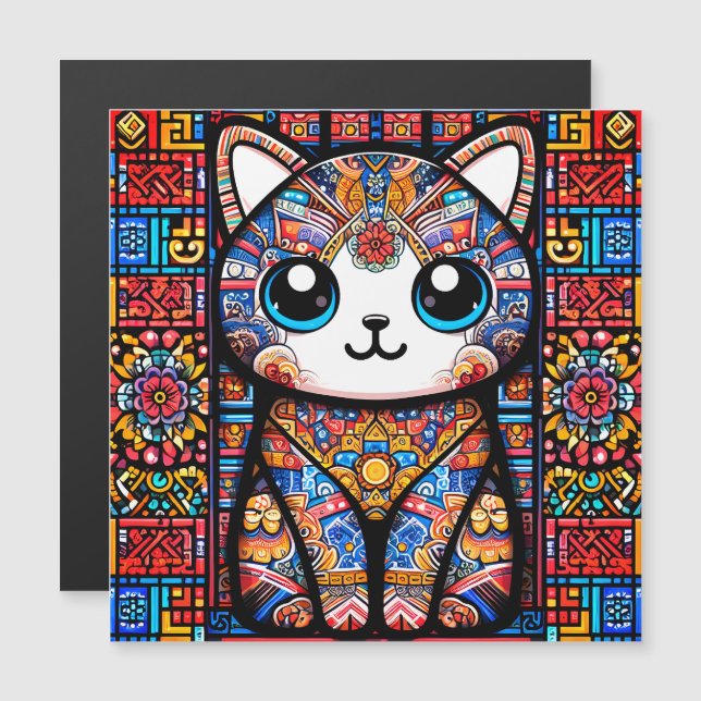 Cute Cat med traditionell charm från Mönster (Fram/baksida)