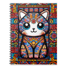Cute Cat med traditionell charm från Mönster Anteckningsbok