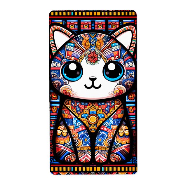 Cute Cat med traditionell charm från Mönster Fraktsedel (Framsidan)