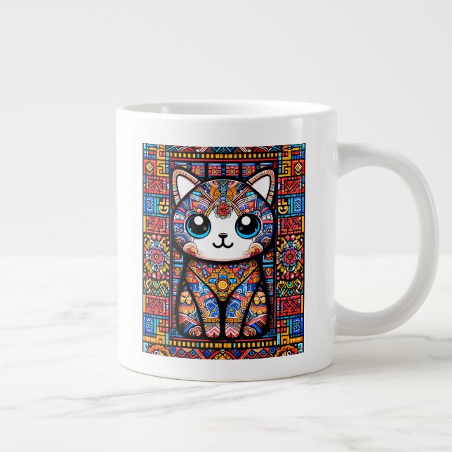 Cute Cat med traditionell charm från Mönster Jumbo Mugg (Höger)