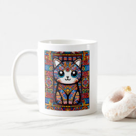 Cute Cat med traditionell charm från Mönster Kaffemugg