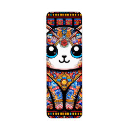 Cute Cat med traditionell charm från Mönster Returadress Etikett