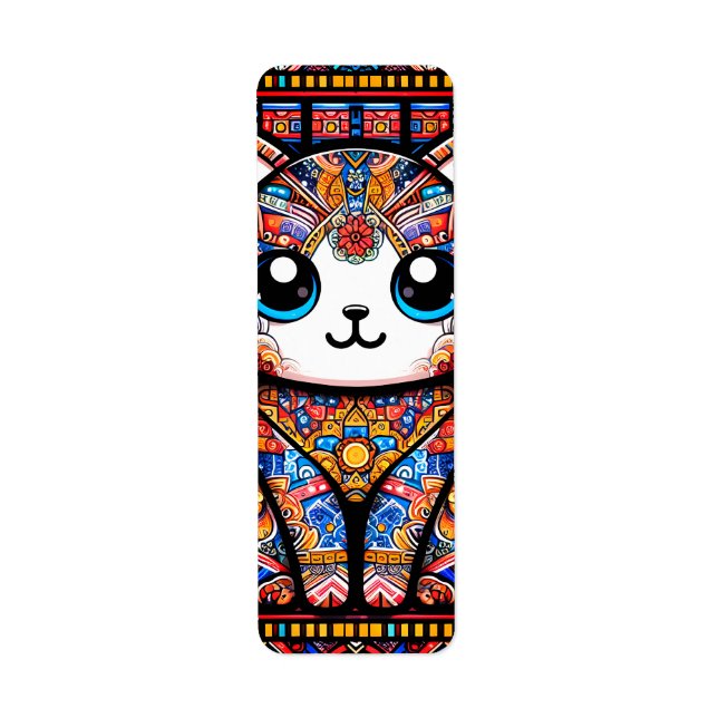 Cute Cat med traditionell charm från Mönster Returadress Etikett (Framsidan)