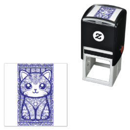 Cute Cat med traditionell charm från Mönster Självfärgande Stämpel