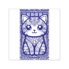 Cute Cat med traditionell charm från Mönster Självfärgande Stämpel