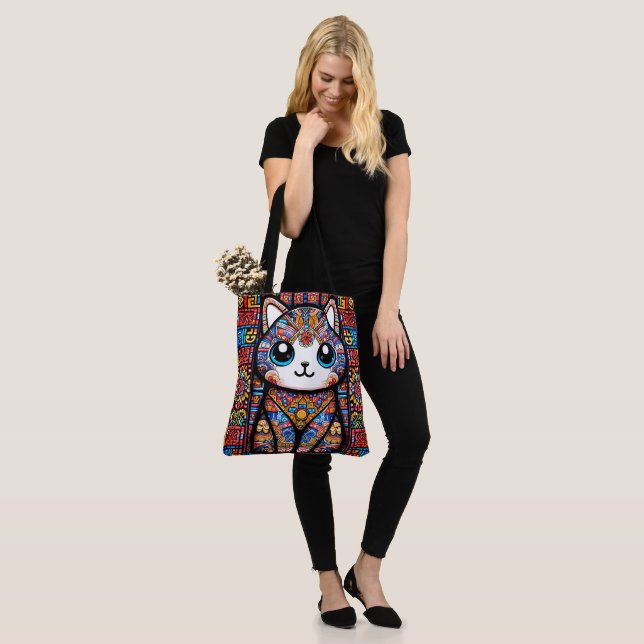 Cute Cat med traditionell charm från Mönster Tygkasse (På modell)