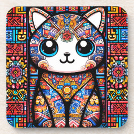 Cute Cat med traditionell charm från Mönster Underlägg