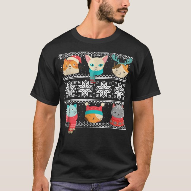 Cute Cat Meow Ansikte Uggig sötare julklapp T Shirt (Framsida)