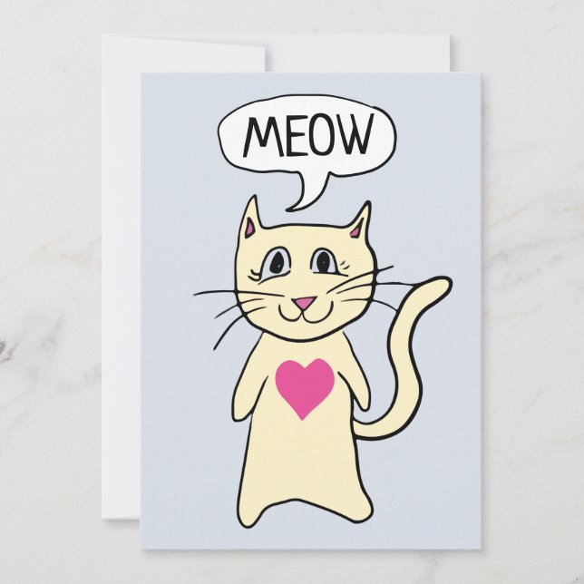 Cute Cat Meow I Kärlek Du Valentines day Flat Julkort (Framsida)