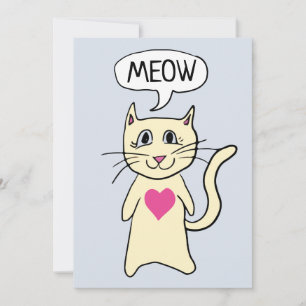 Cute Cat Meow I Kärlek Du Valentines day Flat Julkort