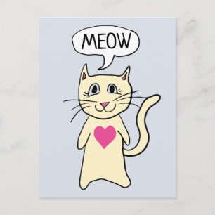 Cute Cat Meow I Kärlek Vykort