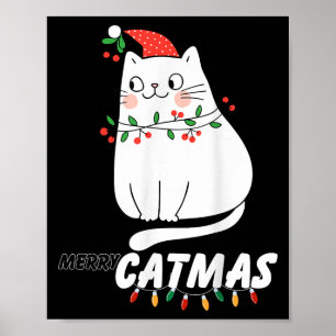 Cute Cat Merry Catmas-julklappen Lovers Santa P Poster