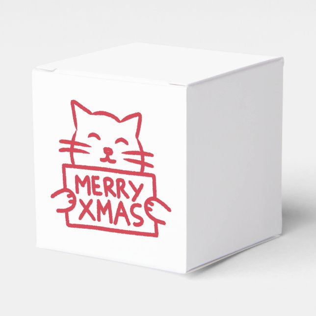 Cute Cat Merry Xmas Favor Box Presentaskar (Framsidan Sidan)