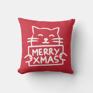 Cute Cat Merry Xmas Kudde