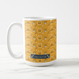 Cute Cat Modern Mönster Personlig Kaffemugg
