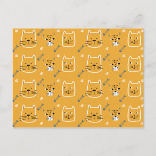Cute Cat Modern Mönster Vykort