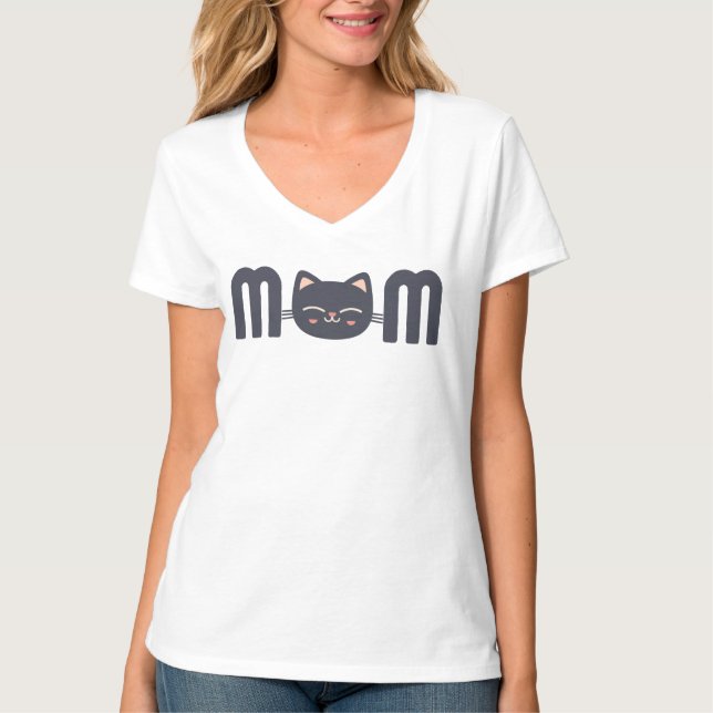 Cute Cat MOM T Shirt (Framsida)