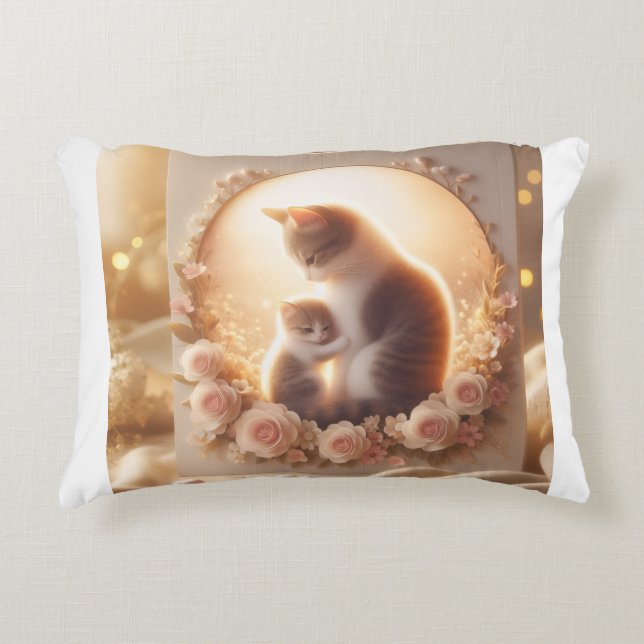 Cute Cat Mom Throw Pillow – Gift for Mom Prydnadskudde (Framsidan)