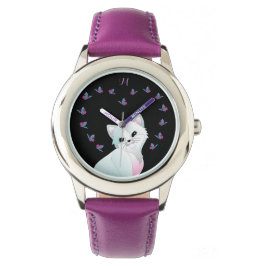 Cute Cat Monogram Lila Watch Armbandsur