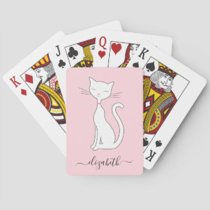 Cute Cat Monogrammad Rosa Casinokort