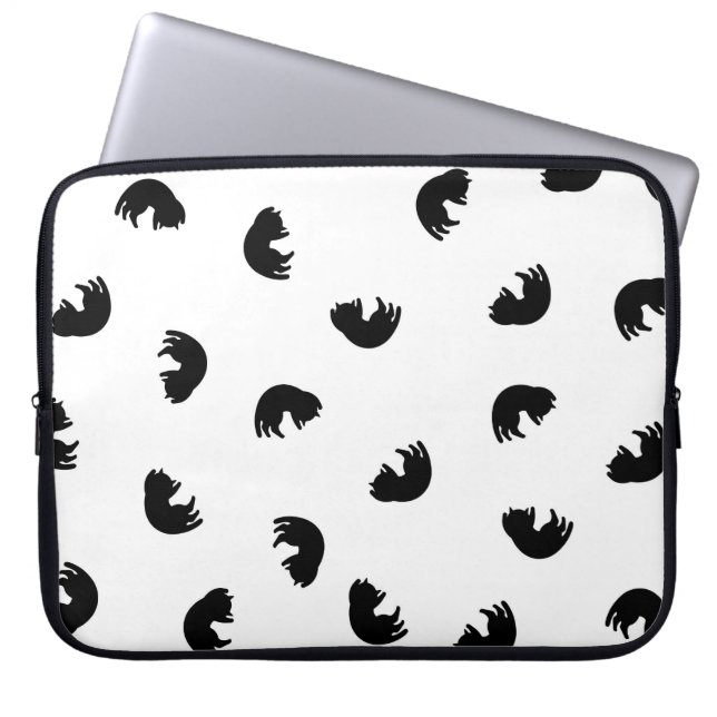 CUTE Cat Mönster Black and White Laptop Sleeve (Framsidan)