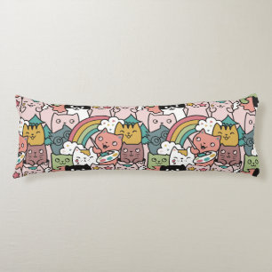 Cute Cat mönster Body Pillow Kroppskudde