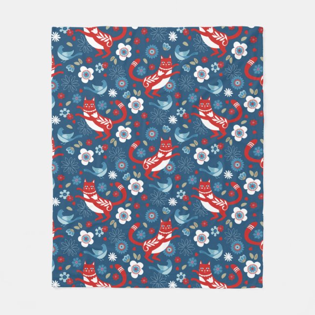 Cute Cat Mönster Fleece Blanket (Framsidan)