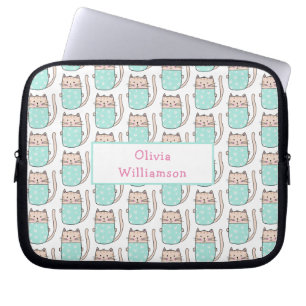 Cute Cat Mönster Laptop Fodral