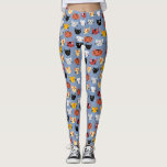 Cute Cat Mönster Leggings<br><div class="desc">En söt mönster av lilla kattunge på blå bakgrund. Originalkonst av Nic Squirrell. Perfekt för djur älskare.</div>