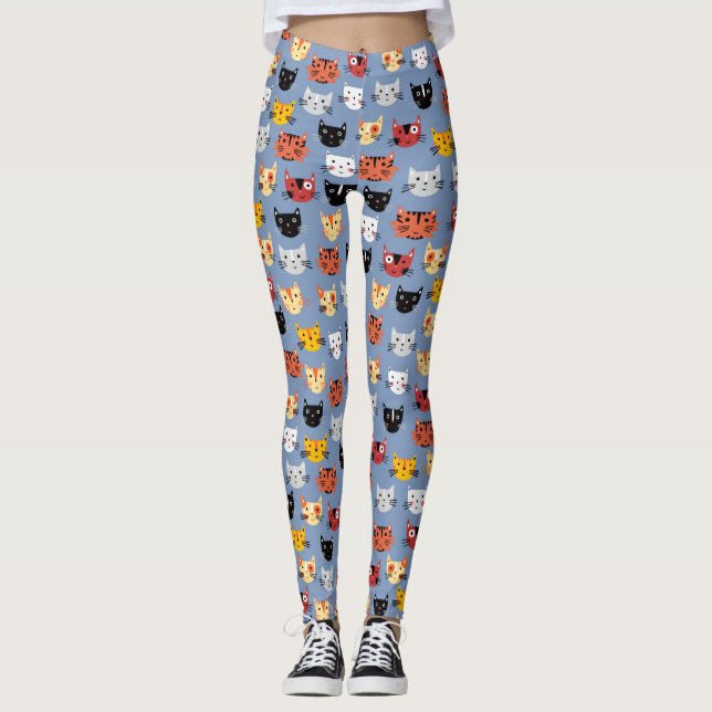 Cute Cat Mönster Leggings (Framsida)