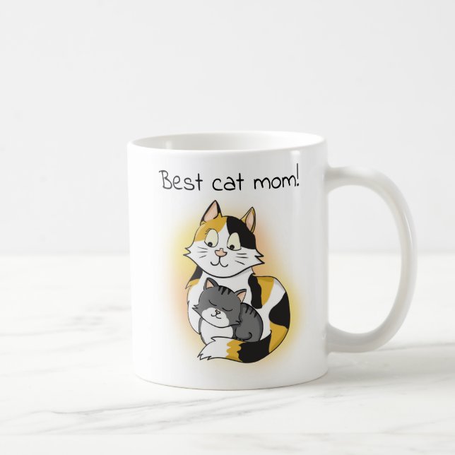 Cute Cat Mor och Kitten Best Cat Mamma Kaffemugg (Höger)