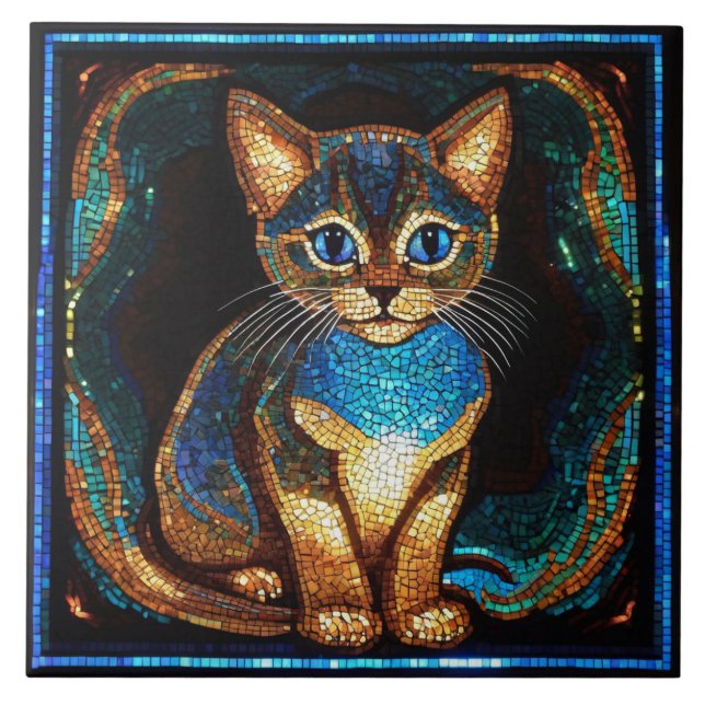 Cute Cat Mosaic Kakelplatta (Framsidan)