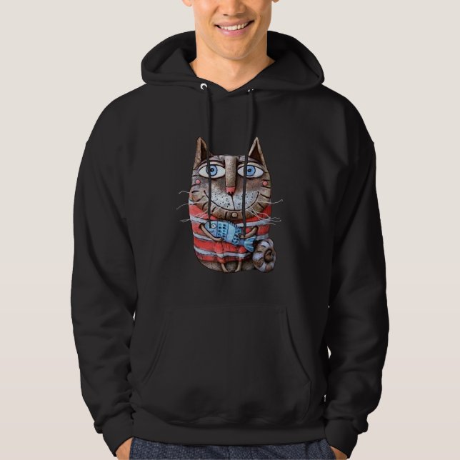 Cute Cat Motif Cat Hoodie (Framsida)