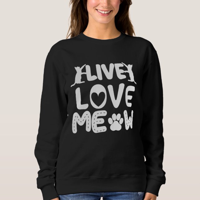 Cute Cat Motif Cat  Live Love Meow T Shirt (Framsida)