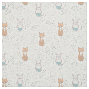 Cute Cat Mouse Mönster Tyg