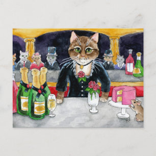 Cute Cat Mouse Paris Nightklubb-vykort Vykort