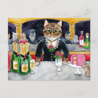 Cute Cat Mouse Paris Nightklubb-vykort Vykort