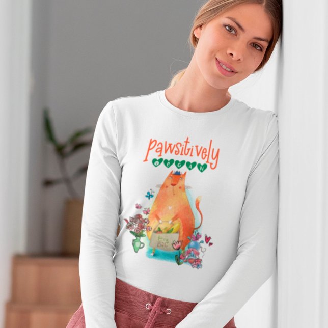 Cute Cat Mouse Pawsitively Vegan Humor T Shirt (Skapare uppladdad)