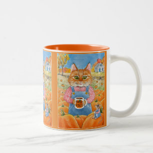 Cute Cat Mouse Pumpkin Spar Hösten mugg