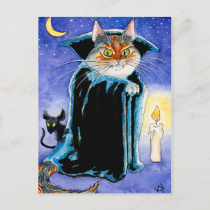 Cute Cat Mouse Vampire Nosferatu Halloween Vykort
