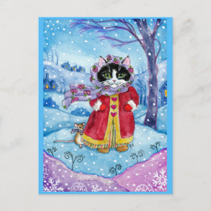 Cute Cat Mouse Winter Valentine Day-vykort Vykort