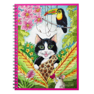 Cute Cat-mus - orchid toucan bird notebook Anteckningsbok