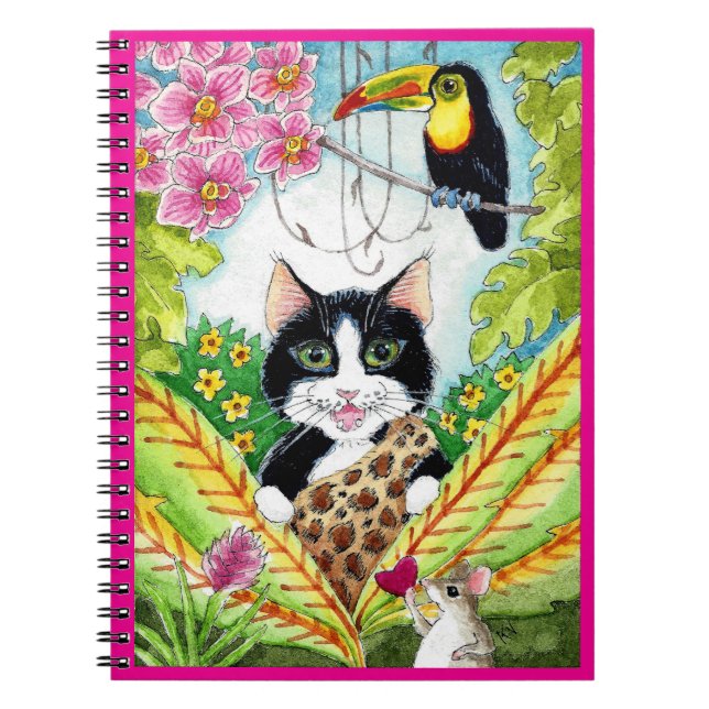 Cute Cat-mus - orchid toucan bird notebook Anteckningsbok (Framsidan)